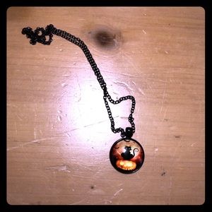 NWT Black Cat Pumpkin Festive Necklace